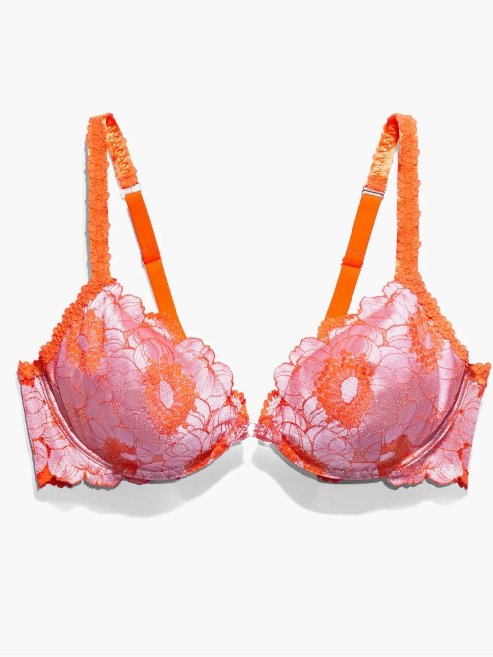 Savage X Fenty Perfect Poppies Coral Floral Lace Demi Trim Bra